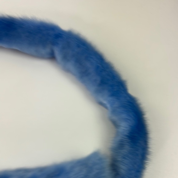 Hand Made Faux Fur Blue Handbag - Picture 2 of 7